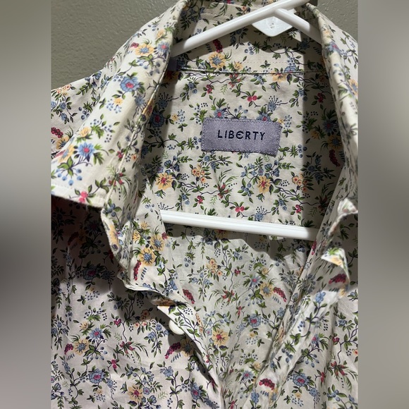 Liberty Vintage Collared Dress Up Shirt Long Sleeve Work Floral Button Down - Picture 3 of 7
